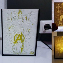 lithophane vengadores art placa el logotipo litofania hombre de hierro hulk capitán américa 3dlito 3d print model - Mito3D