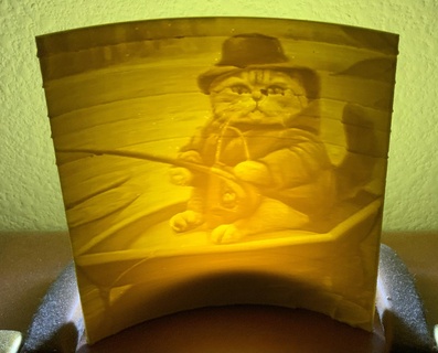 litofano gato pescaria 3d print model - Mito3D