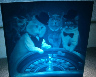 lithophane cats playing roulette cat 3d print model - Mito3D