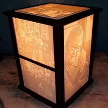 lithophane lampe Manuel rotation lithophanes lampes tournant cube LED 3d print model - Mito3D