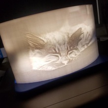 lithophane chat endormi led support - bande art sommeil de la lampe cat animal 3d print model - Mito3D
