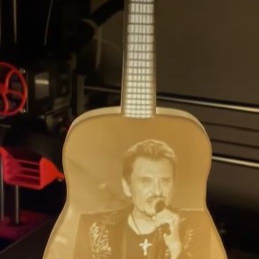 litofanía guitarra Johnny Hallyday Arte litografía 3D print model - Mito3D
