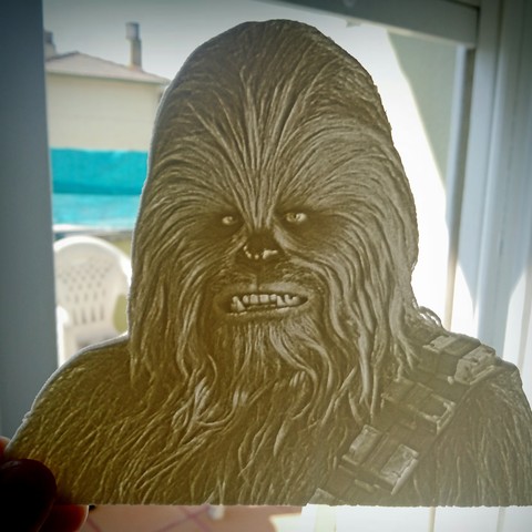 litofania chewbacca sanat lithophane star wars 3D print model - Mito3D