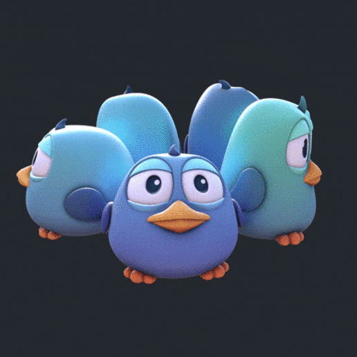 los pajaritos art zbrush divertido esun3d esun aves de dibujos animados estilizada imprimible en miniatura diseño 3dart juguete a animales 3D print model - Mito3D