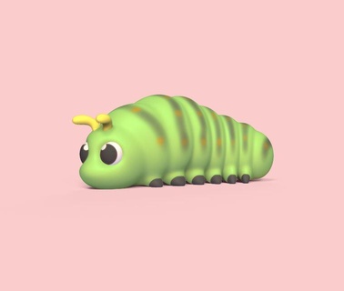 little caterpillar Art cute animal garden cartoon sculpture miniature toy art 3d print model - Mito3D