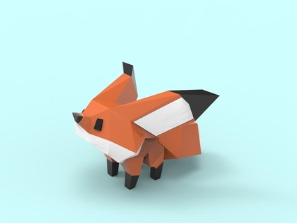little fox low poly Art animal cute kawaii animals creatures art 3d print model - Mito3D