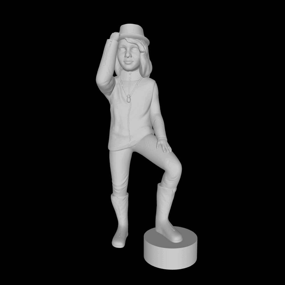 pequeno menina child bebê girl segurando chapéu moda kid infantil fofa arte criança personagem humano pessoa família ender3 ender 3 figura esculpir livre 3D print model - Mito3D