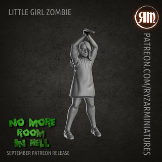 küçük kız zombi zombiler ölü gece yaşayan şafak masa oyunu rpg ttrpg dnd Cthulhu mini minyatür 28mm 32mm ryzar ryzarmi Ryzarminyatürler 3d print model - Mito3D