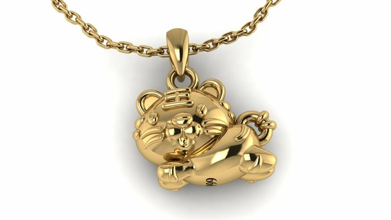 little golden tiger pendant 3d printable model Jewelry 3dprinted design fashion gold jewel jewellery jewelry print printabl printing prototyping silver 3d print model - Mito3D