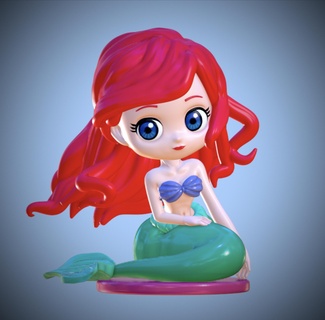 pequeno sereia q postquet Ariel Disney cura legais boneca funko 3d print model - Mito3D