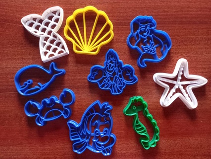 little mermaid cutters x9 cookie 3d print model - Mito3D