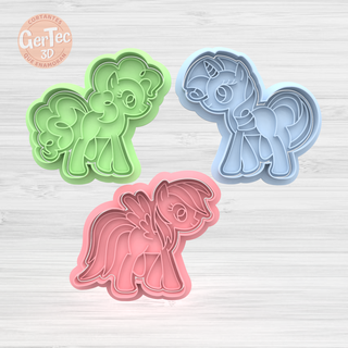 little pony set x6 + gift cutter stamp cookie unicorn seal mass cookies cold porcelain ceramics 3d print model - Mito3D