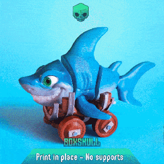 little shark wheelbarrow - flexi toy acuatic articulated fantasy flexyble boxskull 3d print model - Mito3D