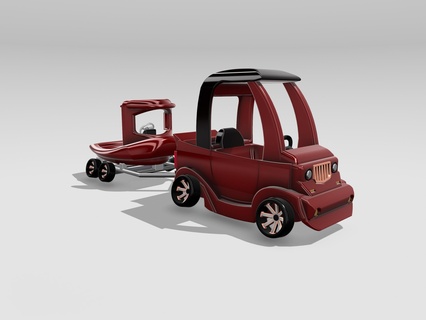 little tikes slammed truck tugboat trailer custom camber cambered car 1 24 25 rideon toy 3d print model - Mito3D