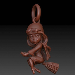 little witch pendant 3d-print model file Jewelry 3d jewelry ring witchcraft fantasy character halloween 3dmodel magician wizard cad pendants 3d print model - Mito3D