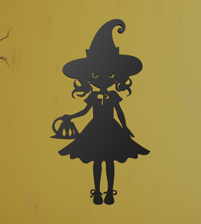 little witch wall art halloween laser cutting wallart artwork spooky magical witchcraft fantasy adorable mystical enchanting kids room 2d design broomstick 3d print model - Mito3D