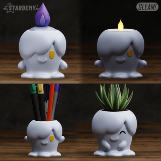 Litwick 4 modelos vela caneta suporte plantador mini Pokémon Bruxas fantasma vaso chibi fofa casa decoração 3dprint 3dmodel nendoróide 3d print model - Mito3D