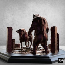 vivre mourir Stock marché art statue 3d print model - Mito3D