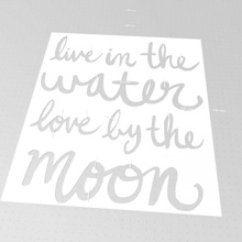 live water love moon stencil art words 3d print model - Mito3D