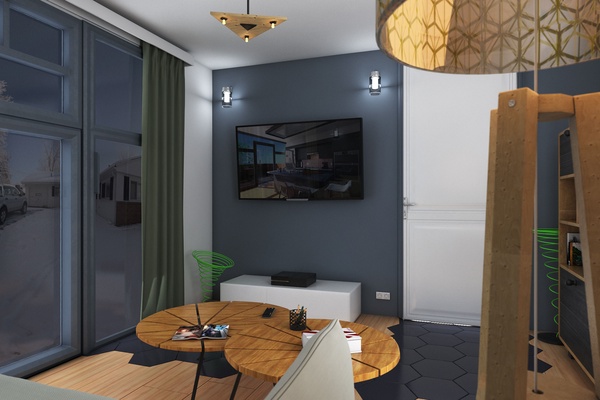 vivo habitación francés elegante estilo interior diseño mueble sofá tv mesa silla ligero lámpara 3d print model - Mito3D