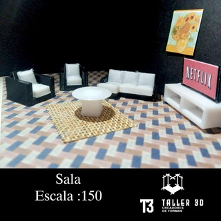 vita camera mobilia sc 1 50 100 architettura Modelli Casa sedia tv tavolo disposizione 3d print model - Mito3D
