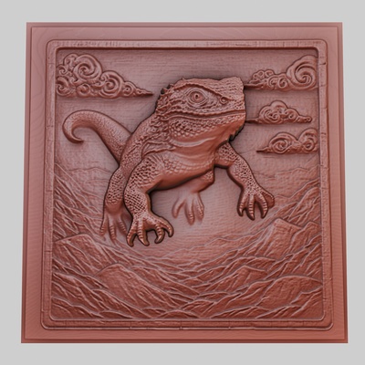 lézard déplace rochers 3d imprimante modèle animal obj stl art 3dmodel sculpture faune mammifère oiseau reptile prédateur herbivore créature marine nature imprimable soulagement yeggi mito3d 3d print model - Mito3D