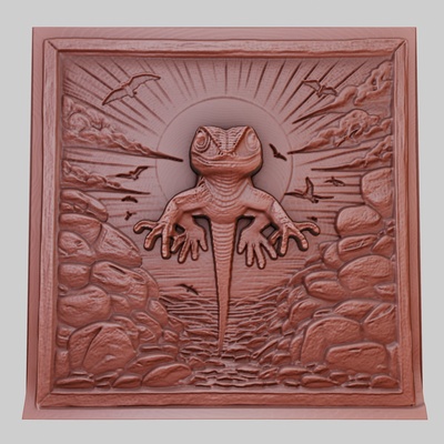 eidechse bewegt felsen 3d drucker modell tier obj stl kunst 3dmodel skulptur tierwelt säugetier vogel reptil raubtier pflanzenfresser meereslebewesen natur druckbar linderung yeggi mito3d 3d print model - Mito3D