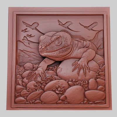 eidechse bewegt felsen 3d drucker modell tier obj stl kunst 3dmodel skulptur tierwelt säugetier vogel reptil raubtier pflanzenfresser meereslebewesen natur druckbar linderung yeggi mito3d 3d print model - Mito3D