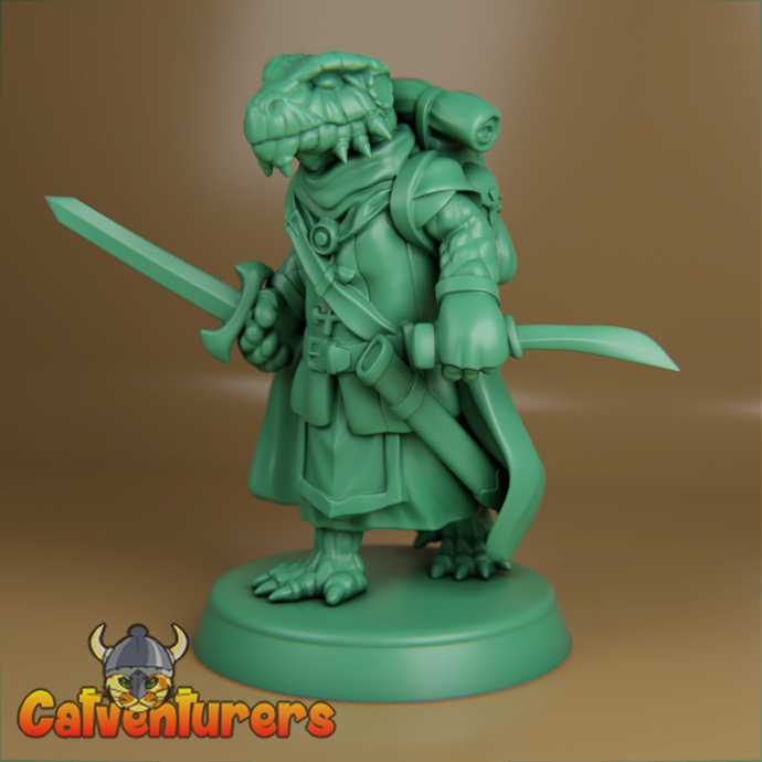 lucertola ranger lucertole carattere guerriero spada miniatura miniature rpg wargaming tavolo rettile rettiliano fantasia 3D print model - Mito3D