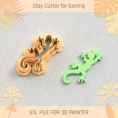 lizard summer clay cutter tools earring turtle beach shell 3d print model - Mito3D