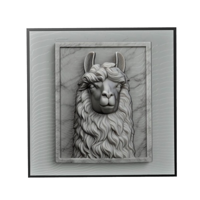 lama tier linderung kunst tiere yeggi mito3d büste google anhänger medaillon animal relief wall art mauer 3d print model - Mito3D