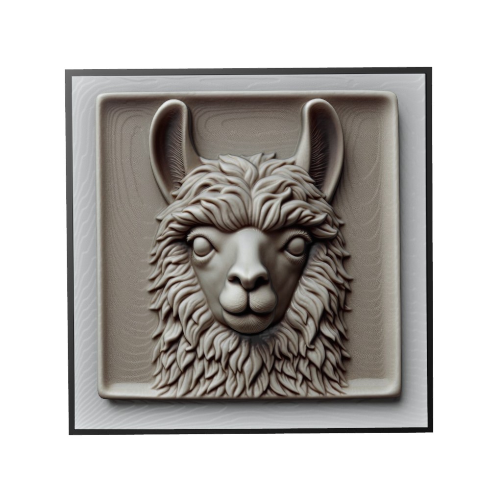 lama tier linderung kunst tiere yeggi mito3d büste google anhänger medaillon animal relief wall art mauer 3D print model - Mito3D