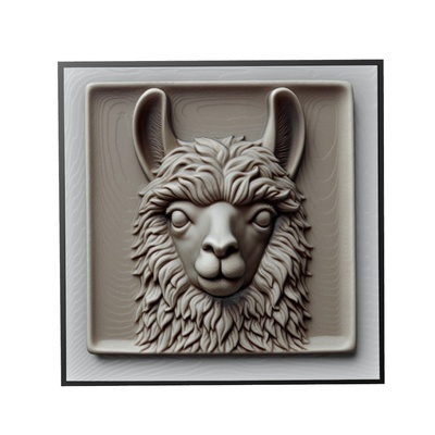 lama tier linderung kunst tiere yeggi mito3d büste google anhänger medaillon animal relief wall art mauer 3d print model - Mito3D