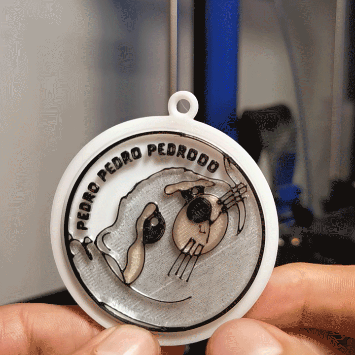 llavero pedro raton laveur impression in endroit rotatif bijoux fileur agiter pe meme porte clés 3D print model - Mito3D