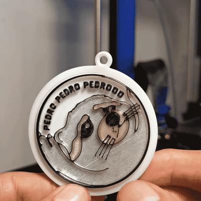 llavero - pedro mapache print in place giratorio jewelry spinner fidget pe p meme keyring 3d print model - Mito3D