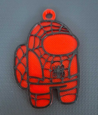 llavero amound us homme araignée amoungus porte clés super héros 3d print model - Mito3D