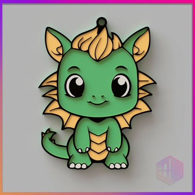 llavero beb arrastar n multicolorido dragão chaveiro stl drake broche cor 3d print model - Mito3D