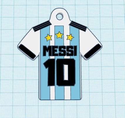 llavero camiseta argentina messi 10 3 estrelas x2 3d print model - Mito3D