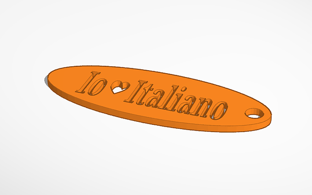 llavero yo amo italiano joalheria llave 3d print model - Mito3D