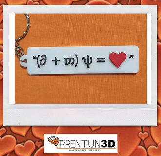 Llavero Dirac anahtarlık denklem Aşk anahtar yüzük sevgililer gün orijinal yıldönümü 3d print model - Mito3D