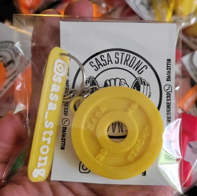 llavero disco de pesa para personalizar jewelry souvenirs keychain porte-cl s gimansio aro 3d print model - Mito3D