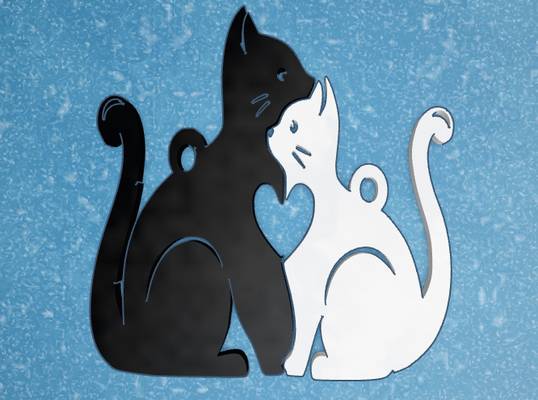 llavero gatos paraca pareja parejas san valentin multicolor amor amistad novios 3d print model - Mito3D