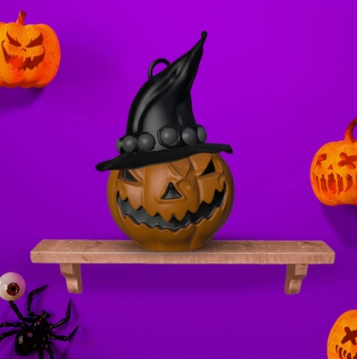 llavero halloween schmuck calabaza komisch juguete sombrero bruja escultura kunst halloweenxcults 3d print model - Mito3D