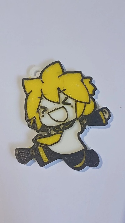 llavero kagamine len vocaloïde porte clés musica 3d print model - Mito3D