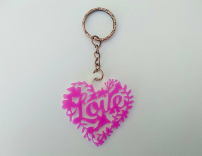 llavero love 3dlito amor corazon heart keychain key chain stencil keychains 3d print model - Mito3D