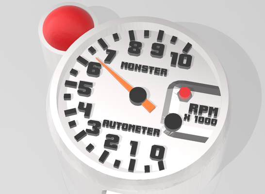 llavero medidor revoluciones x 1000 tipo velocímetro autómetro raising 3d print model - Mito3D