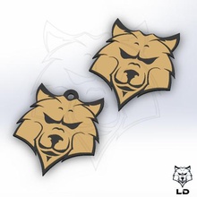 lobo dorado 3d key ring tag various filament change ld3d 2 color print wolf badge ld 3d print model - Mito3D