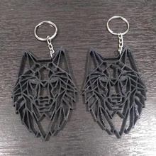 lobo geometric keyring gadget wolf key ring animals appurtenances figures adornments wild 3d print model - Mito3D