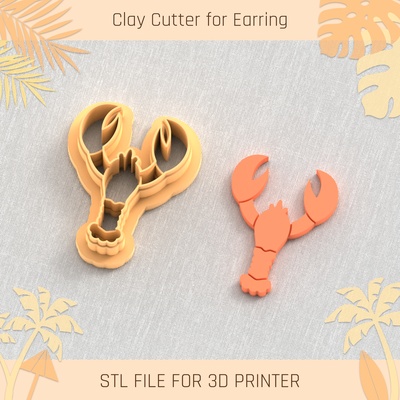 lobster summer clay cutter tools earring turtle beach shell 3d print model - Mito3D