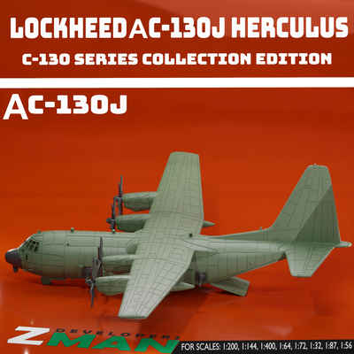 lockheed ac 130j herculus v2 4 in 1 navire combat jeu martin ac130j us cargaison militaire avion jet 200 résine sla fdm zmanora 3d impression stl 32 400 144 3d print model - Mito3D